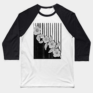 Pattern flowers black and white Baseball T-Shirt